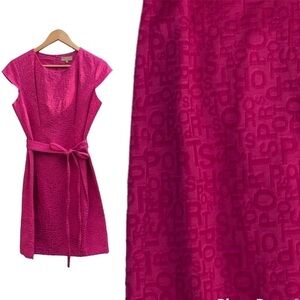 Ports 1961 Cap Sleeve Round  Neck Sheath Dress hot pink size 8